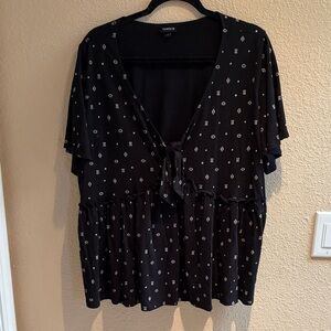 Torrid Black Blouse with White Pattern